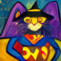 generated: a super math wizard cat, richly textured oil painting #5